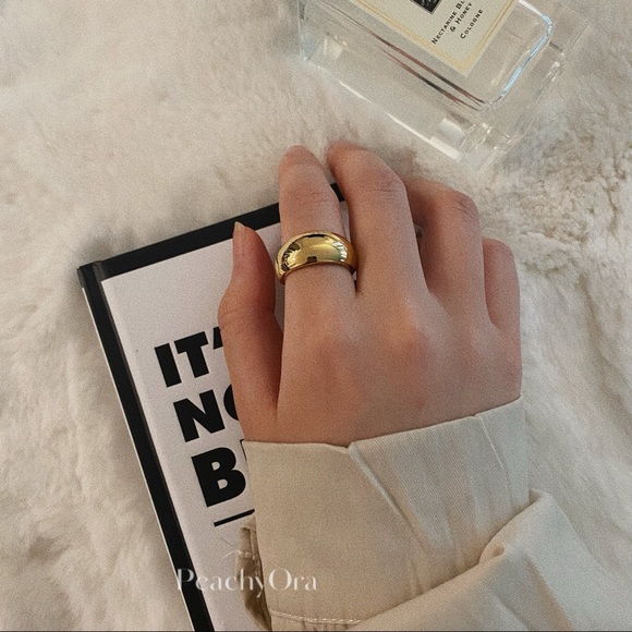 CLOSING SALE! Gold Plated Wide Dome Ring - Picture 6 of 11